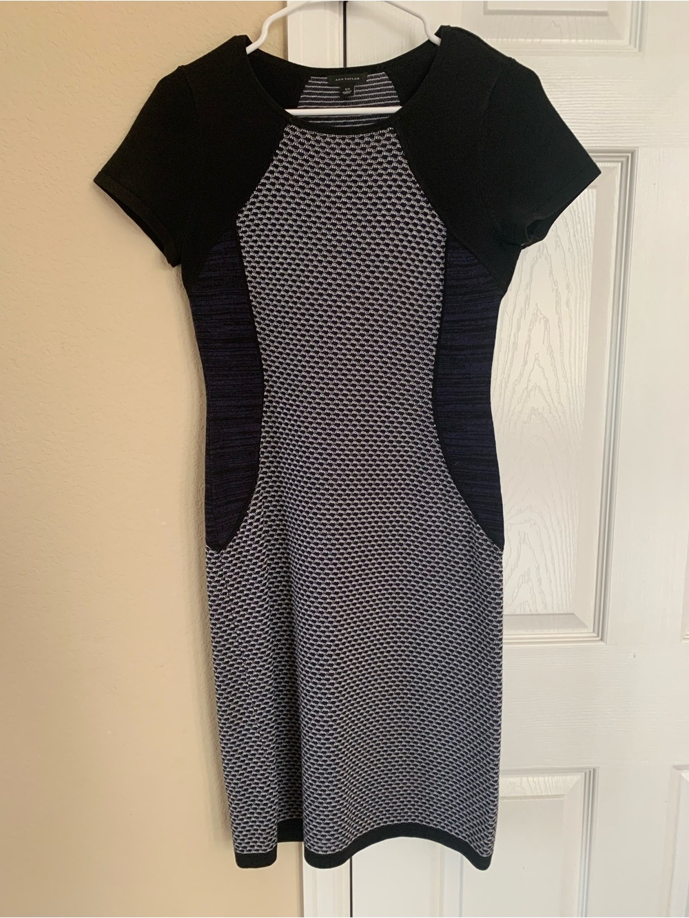 Ann Taylor Black and Gray Ponte Sheath Dress
